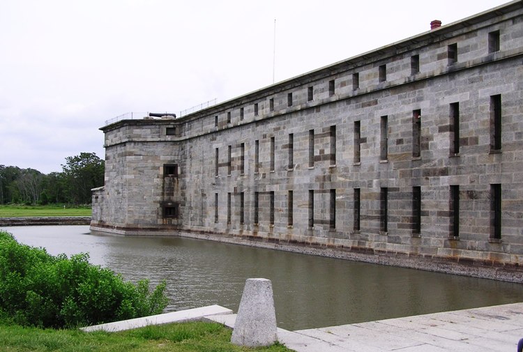 Moat and high walls of Fort Delaware