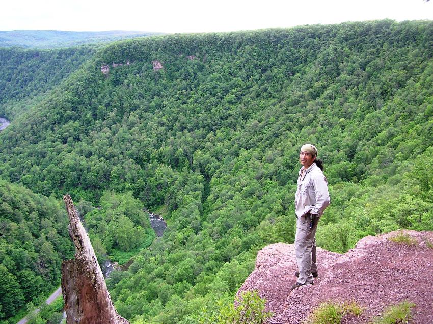 Me standing on a rock with the gorge below