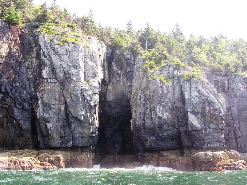 Steep, rocky drop-off to the water