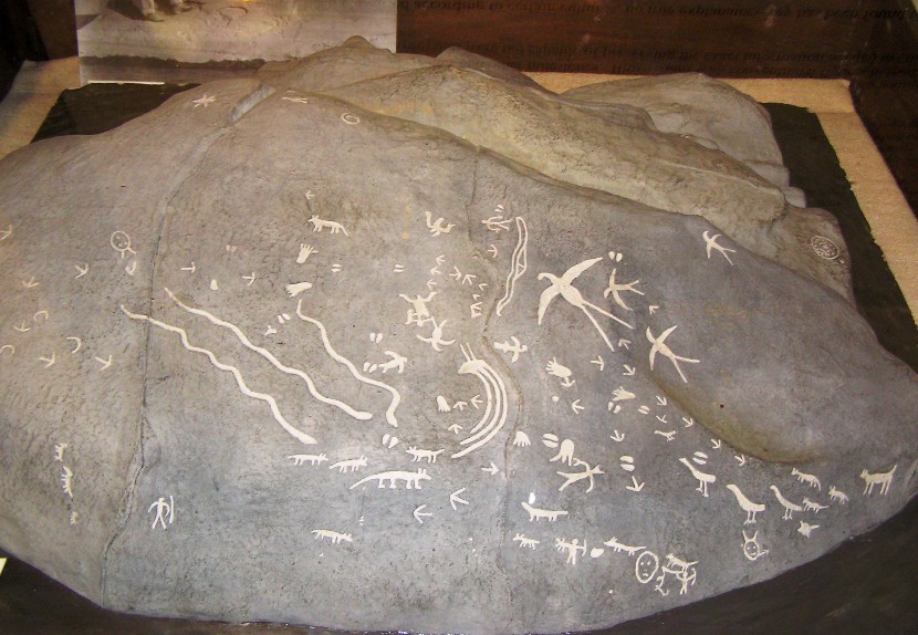 Replica of rock with petroglyphs