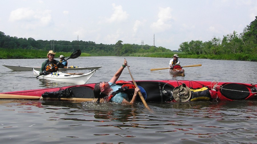 Jennifer rolling her kayak