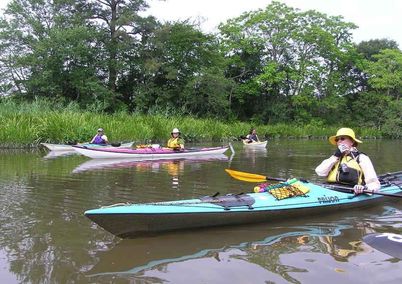 Four kayakers with Maryrose in the front