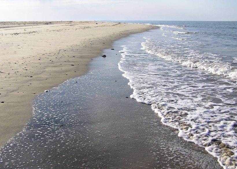 Sandy beach and water