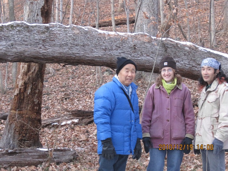 Dad, Norma, and I near where Norma and I found so many salamander eggs in the spring