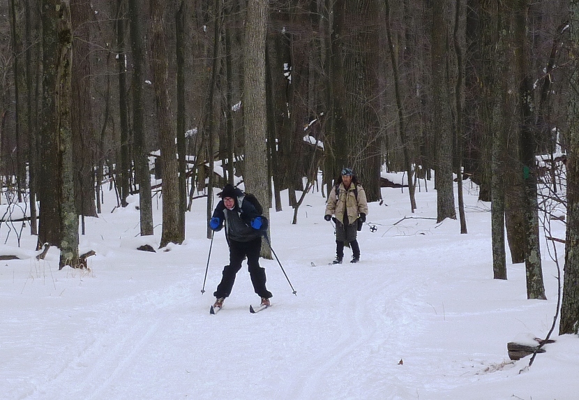 Clark going fast and me standing still; we swapped poles