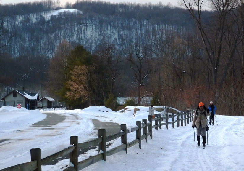 Me skiing near the road