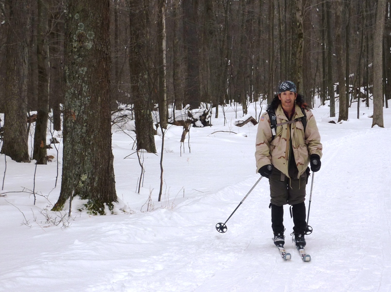 Me holding Clark's ski poles