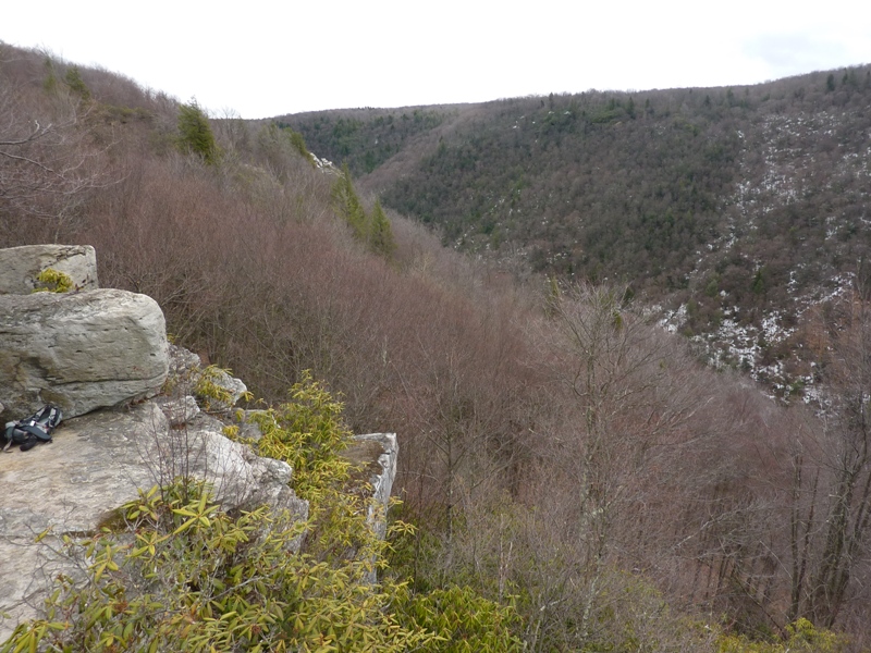 Rocky outcrop and mountains