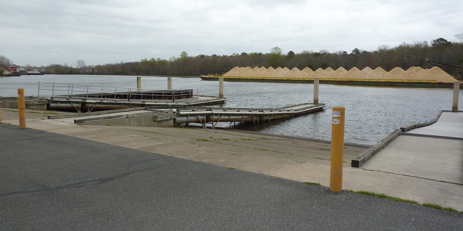 Double, paved boat ramp