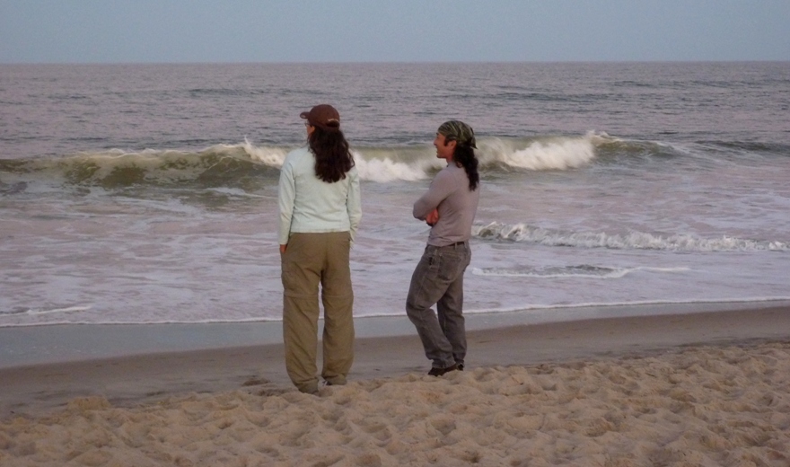 Carmen and I standing by the ocean