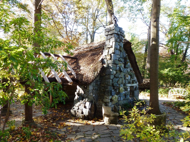 Stone house with thatch roof