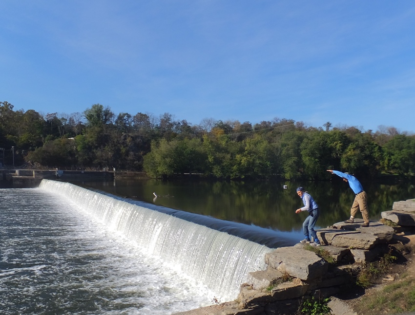 Carmen and I posing as if we are about to jump into the water at Dam 5