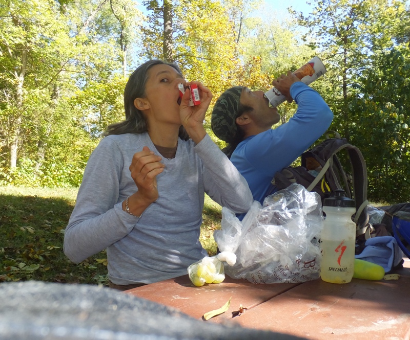 Carmen and I eating