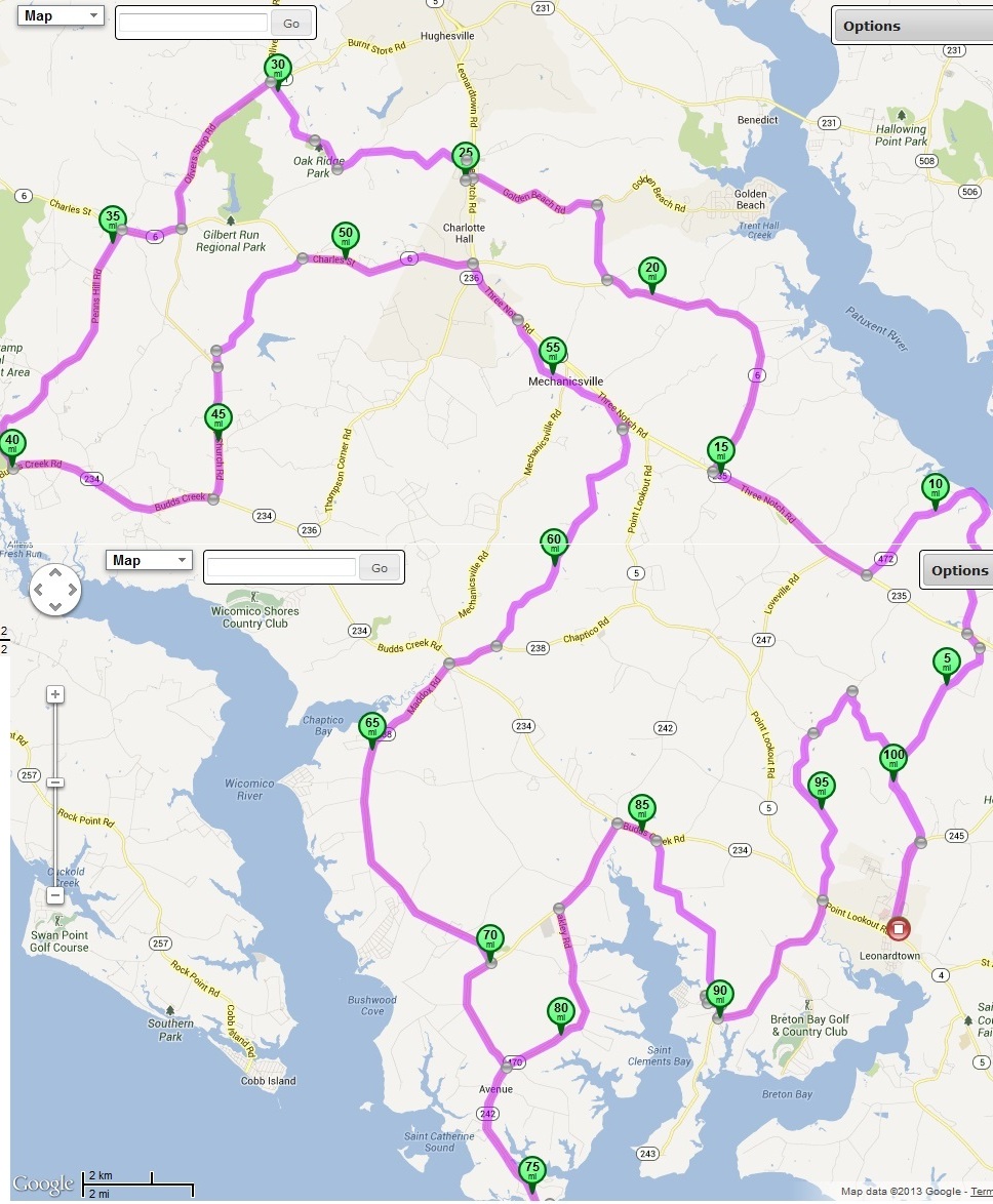 Map showing Amish 100 route