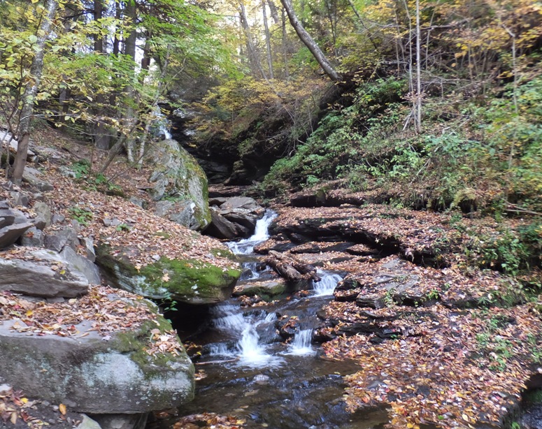 Very small water falls with light and dark contrast