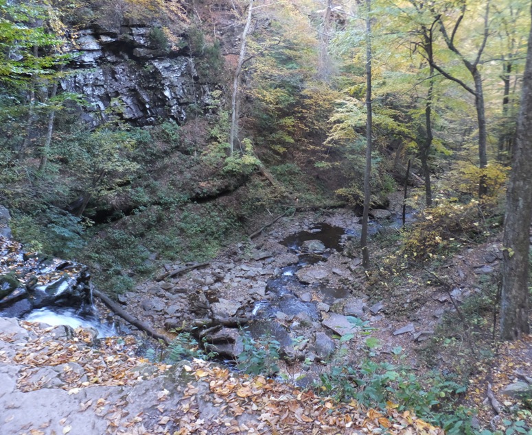 Looking down from the top of the falls