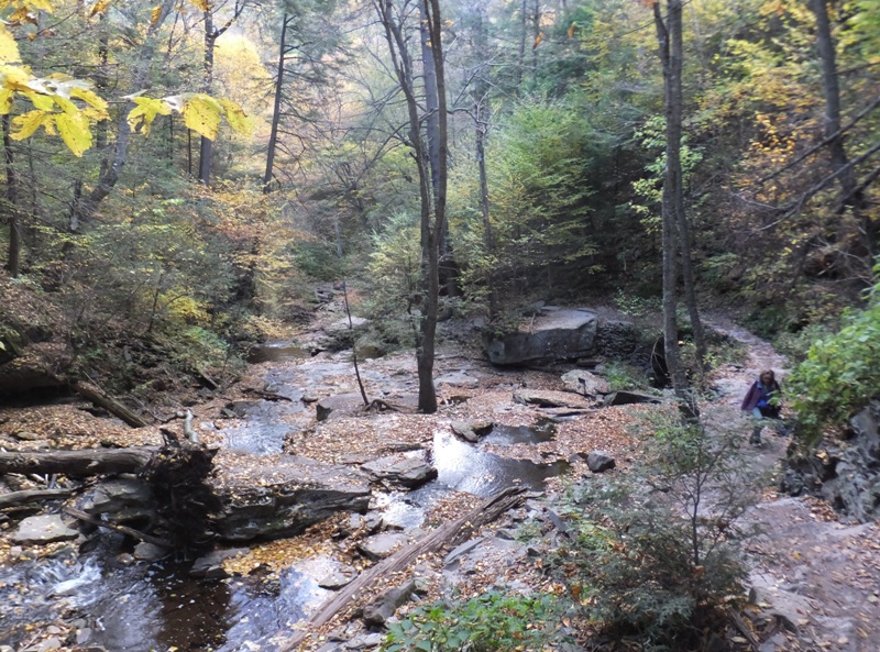 View looking down from atop of the falls