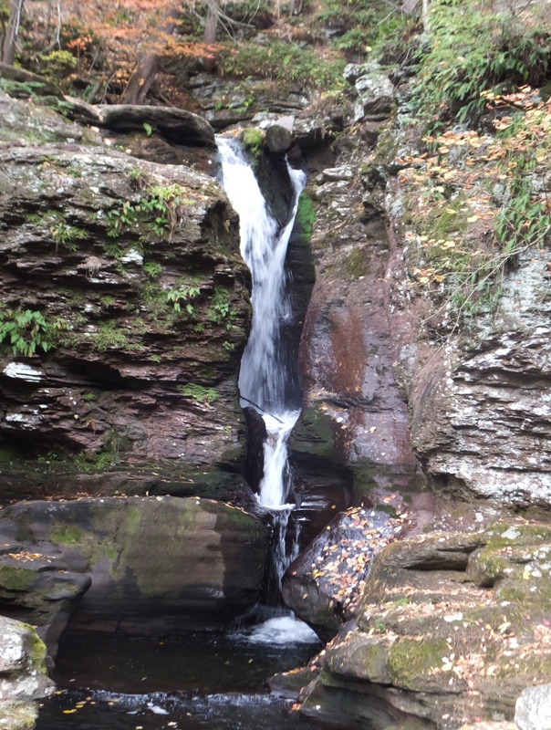 Close-up of falls through narrow opening