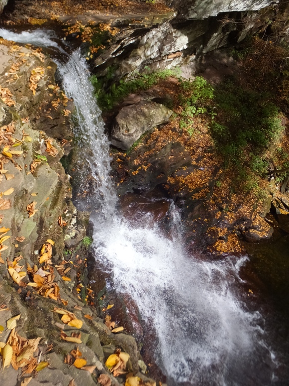 Looking down to show the long drop