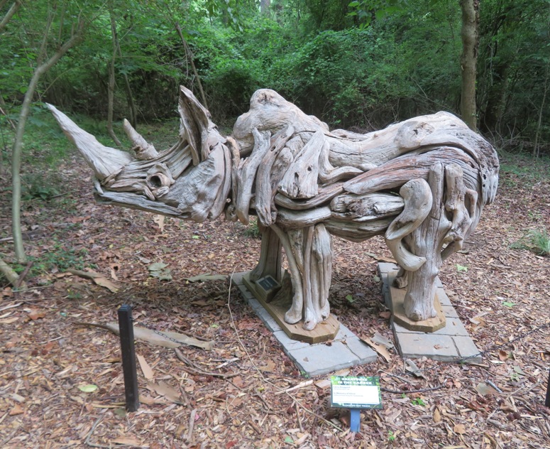 Rhinocerous made out of driftwood