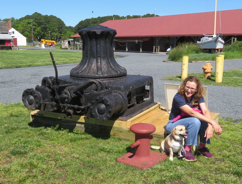 Norma and Daphne next to the capstan from the America