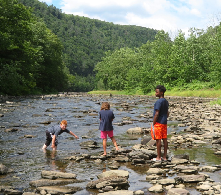 Three kids at Pine Creek