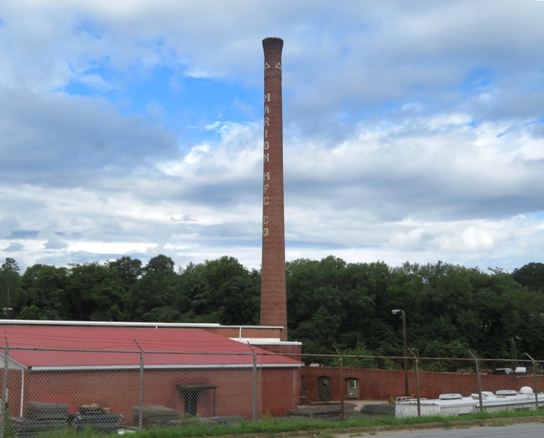 Brick smokestack of the Marion Manufacturing Company