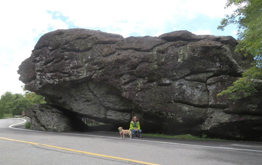 Norma and Daphne in front of the 640 million year old Sphinx Rock