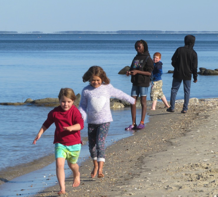 Nieces running on the beach