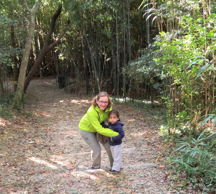 Norma and youngest niece in bamboo grove