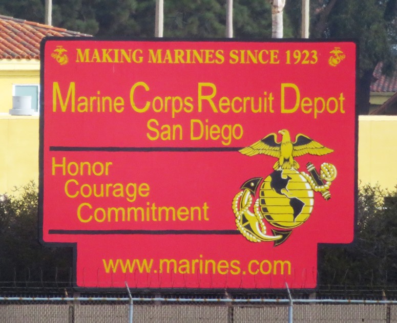 MCRD sign, seen from the airport