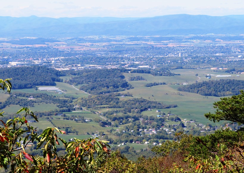 Mountaintop view of town below