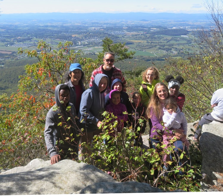 Group photo on rocky outcrop