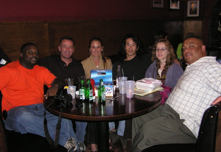 Seated for dinner: Mate, Mike, Suzanne, Me, Norma, and Will