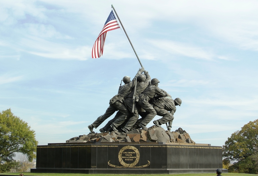 Side view of memorial