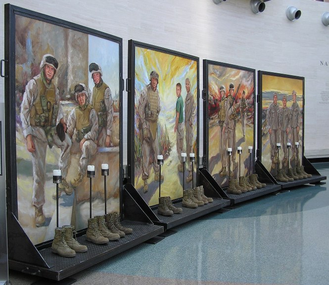 Paintings of Marines struck down in the prime of their life while serving abroad