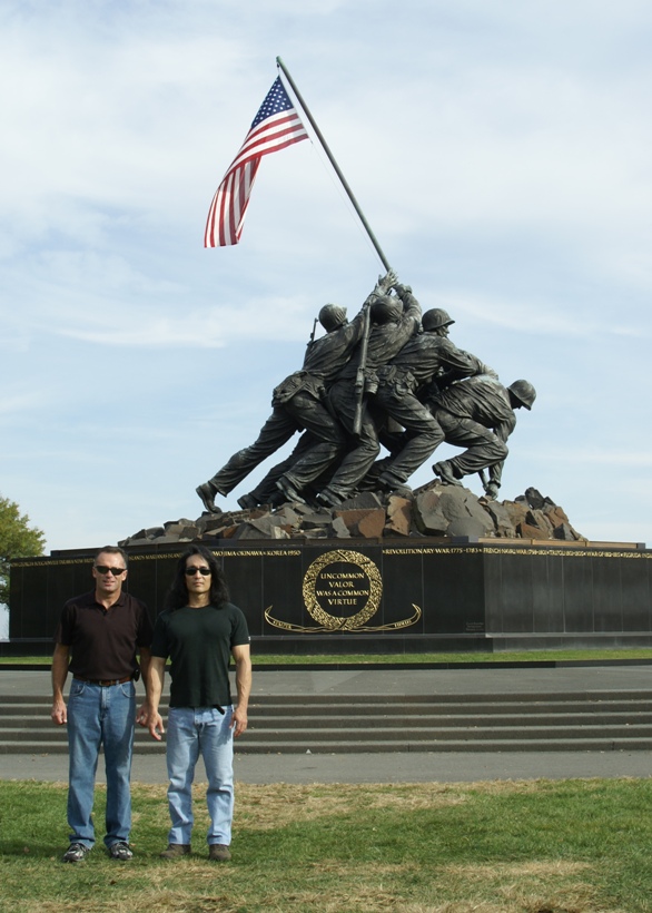 Mike and I in front of memorial