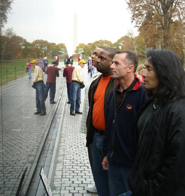 Will, Mate, Mike, and I at Vietnam Veterans Memorial with the Washington Momument in the background