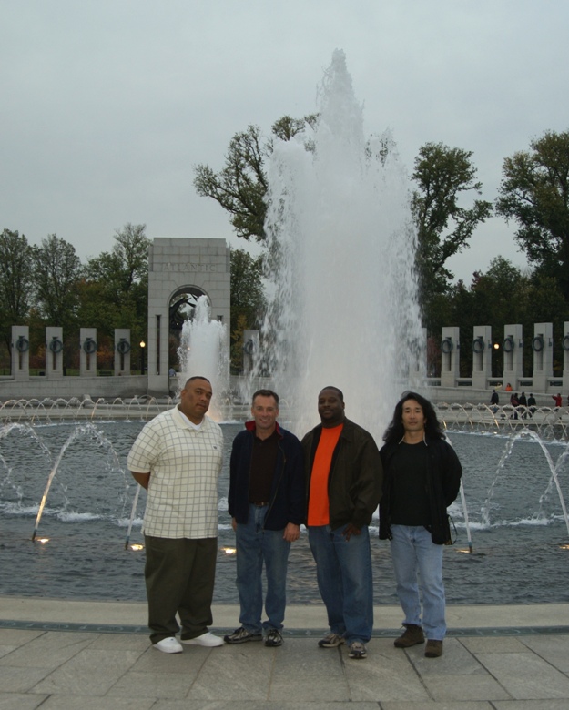 Will, Mike, Mate, and I in front of the National World War II Memorial