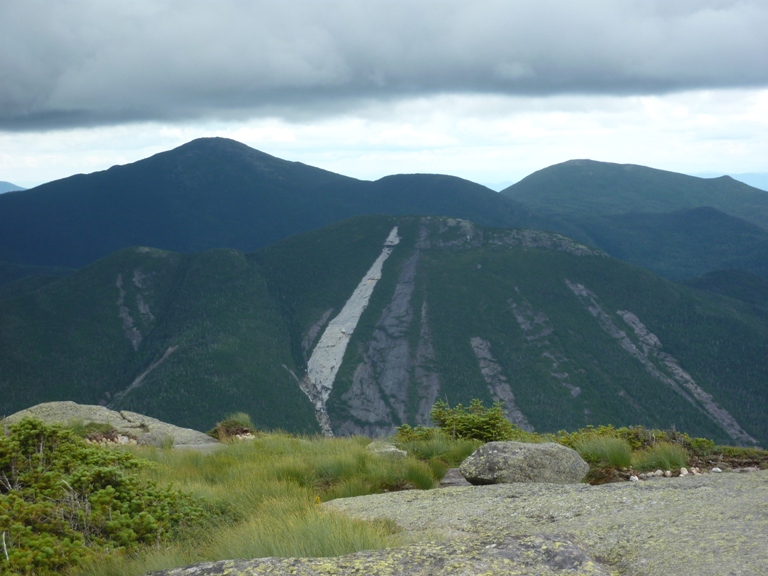 Mountain with pale vertical strip