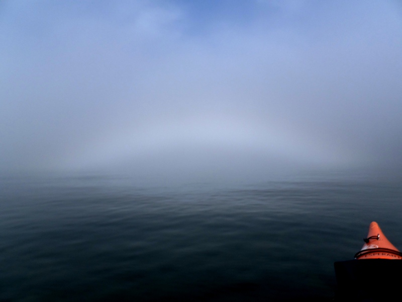 Fog bow and bow of kayak