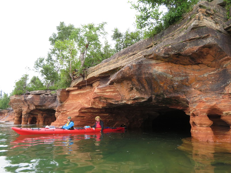 Steve and Carmen exiting a sea cave