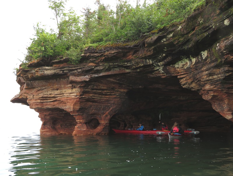 Steve, Carmen, and Britta in a sea cave