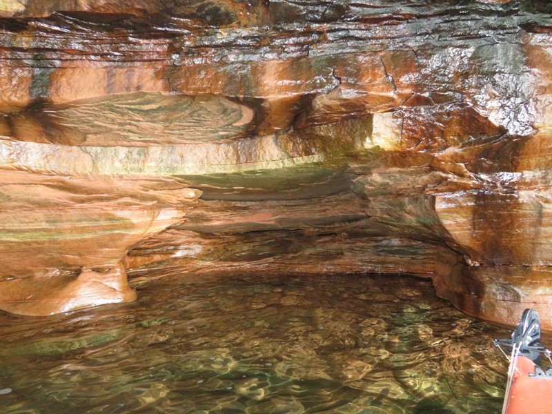 Water seeping on wall in sea cave