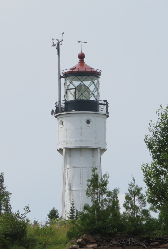 Close-up view of the upper part of the lighthouse