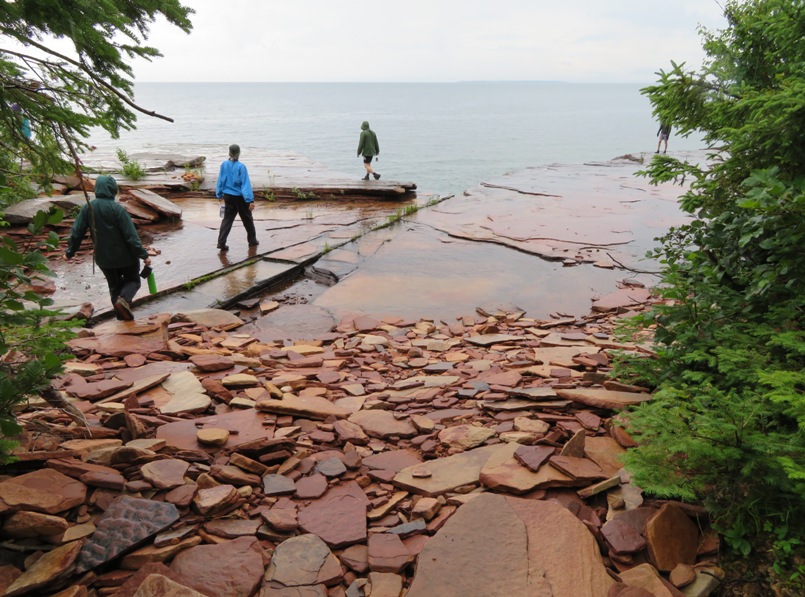 Walking on flat sandstone rocks