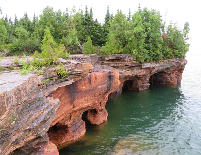 View of sea caves below