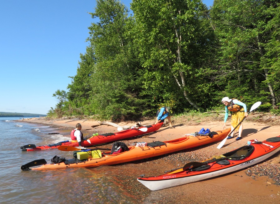 Boats being pulled ashore at Bear Island