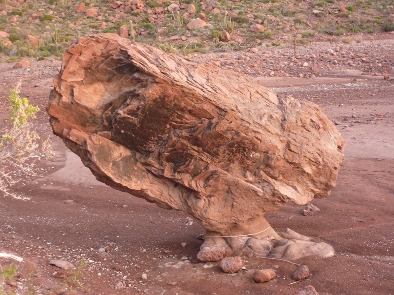 Large boulder resting on what looked like a narrow pedestal