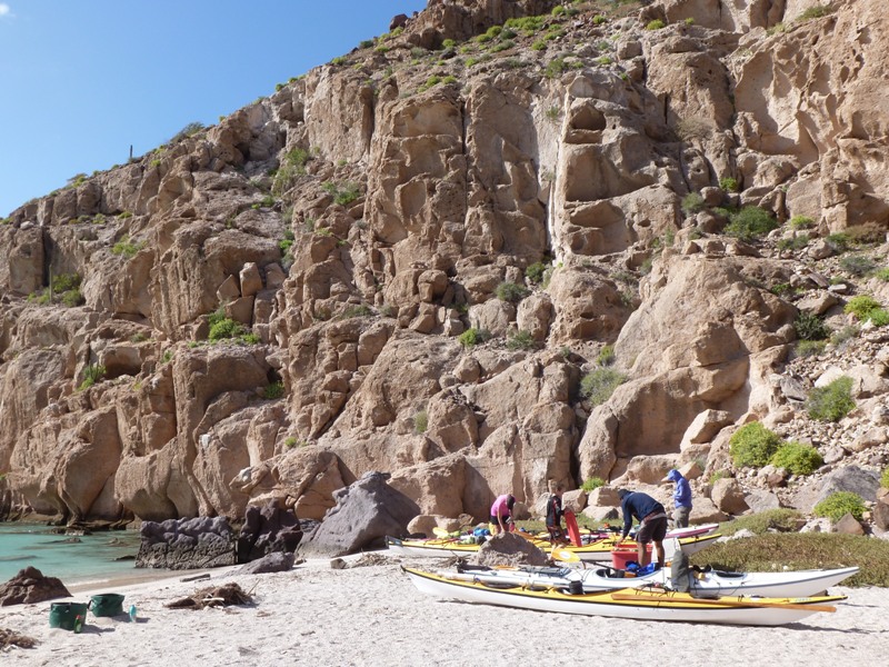 Kayakers on beach